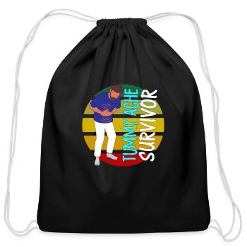 Tummy Ache Survivor - Cotton Drawstring Bag - black - Front