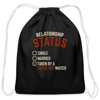 Waiter Wife Server Waitstaff Married Couple Gift - Cotton Drawstring Bag - black - Front