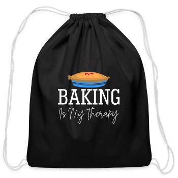 Baking Baking Is My Therapy - Cotton Drawstring Bag - black - Front