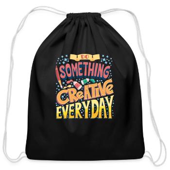 Do Something Creative - Cotton Drawstring Bag - black - Front