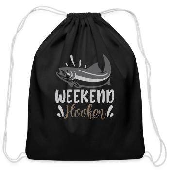 Funny Weekend Hooker For Fishing Gift - Cotton Drawstring Bag - black - Front
