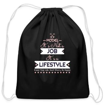 MODEL - Cotton Drawstring Bag - black - Front