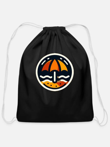 Beach Umbrella Icon - Cotton Drawstring Bag - black