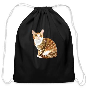 Cute Ginger Tabby Cat - Cotton Drawstring Bag - black - Front