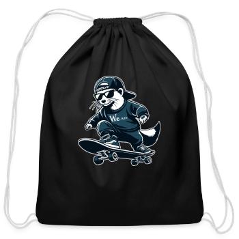 Skateboarding Weasel - Cotton Drawstring Bag - black - Front