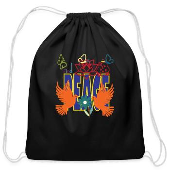 Find Peace - Cotton Drawstring Bag - black - Front