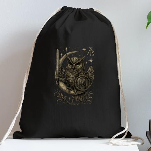 Moon Warrior Owl – Celestial Strength Tee - Cotton Drawstring Bag