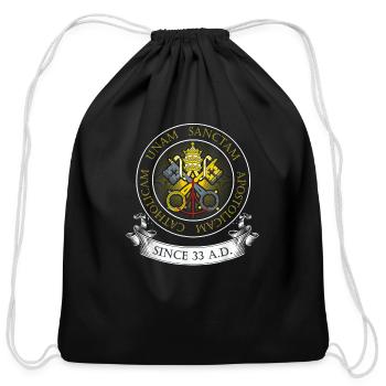 One Holy Catholic Apostolic Church Catholic Latin - Cotton Drawstring Bag - black - Front