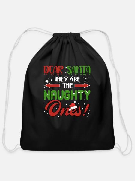 Funny Dear Santa They Are The Naughty Ones - Cotton Drawstring Bag - black