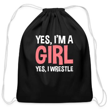 Wrestler Girl Wrestle Wrestling - Cotton Drawstring Bag - black - Front