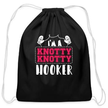 Knotty Knotty Hooker Knitting - Cotton Drawstring Bag - black - Front