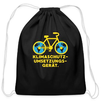 Climate Protection Implementation Device Bike - Cotton Drawstring Bag - black - Front