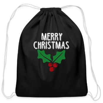 Holly Berry Christmas - Cotton Drawstring Bag - black - Front