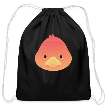 Cute Peach Rubber Duck - Cotton Drawstring Bag - black - Front