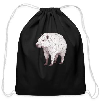 Low Poly Capybara 2 - Cotton Drawstring Bag - black - Front