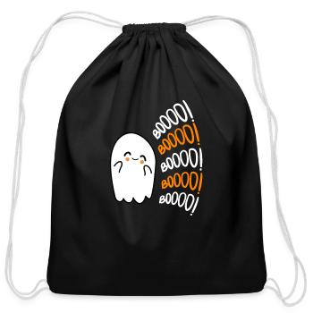 Cute ghost - Cotton Drawstring Bag - black - Front