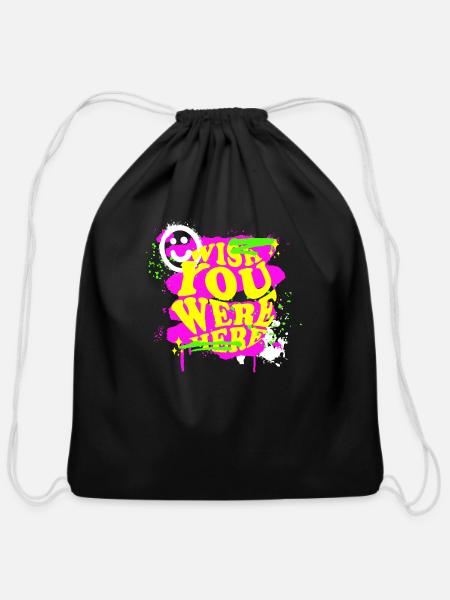 Wish you were her - Cotton Drawstring Bag - black
