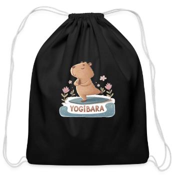 Capybara Yogi - Cotton Drawstring Bag - black - Front