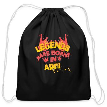 Legends are born in April - Cotton Drawstring Bag - black - Front