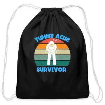 Tummy Ache Survivor - Cotton Drawstring Bag - black - Front