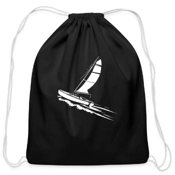 Optimist Sailing Dingy - Cotton Drawstring Bag - black - Front