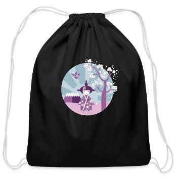 Kokeshi - Poupée japonaise - Pastel Purple - Sac à cordon en coton - noir - Devant