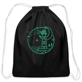 Light House - Cotton Drawstring Bag - black - Front
