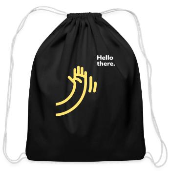 Hello there funny hand - Cotton Drawstring Bag - black - Front