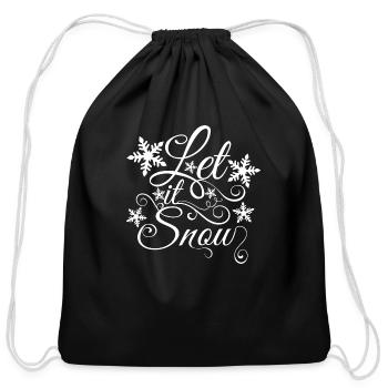 Let It Snow Christmas Snowflake - Cotton Drawstring Bag - black - Front