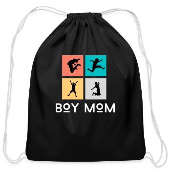 BOY MOM - Cotton Drawstring Bag - black - Front