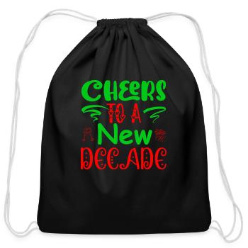 cheers to a new decade - Cotton Drawstring Bag - black - Front