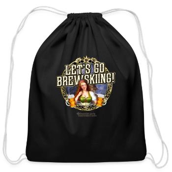Après Ski Quirky Pun Statement Let's Go Brewskiing - Cotton Drawstring Bag - black - Front