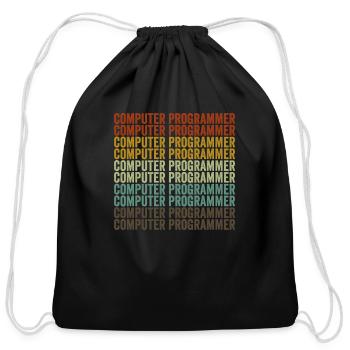 Computer Programmer Retro - Cotton Drawstring Bag - black - Front