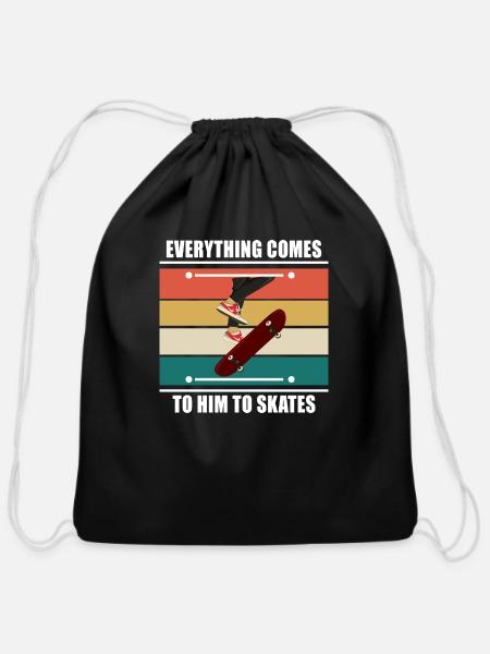 Funny Skateboard Saying - Cotton Drawstring Bag - black