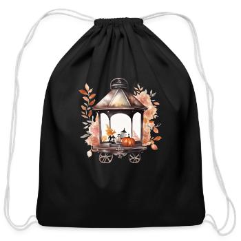 Fall Carriage Lantern Watercolor - Cotton Drawstring Bag - black - Front