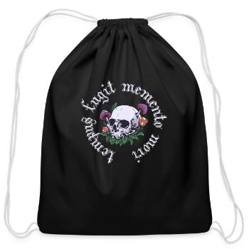 Tempus Fugit Memento Mori Latin Phrase - Cotton Drawstring Bag - black - Front