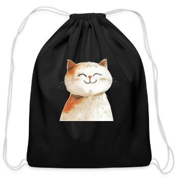 Funny Cat - Cotton Drawstring Bag - black - Front