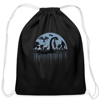 Mythical Bigfoot Mothman Cryptid Premium - Cotton Drawstring Bag - black - Front