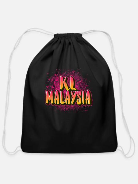 KL Malaysia - Cotton Drawstring Bag - black