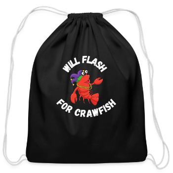 Will Flash for Crawfish - Cotton Drawstring Bag - black - Front