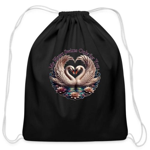 My Heart Swims Only for You Swan Heart T-Shirt - Cotton Drawstring Bag