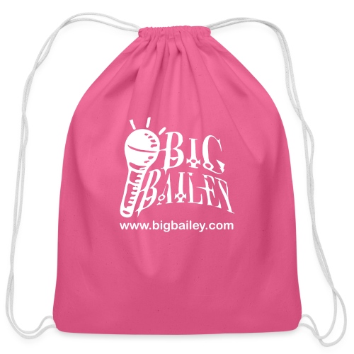 BIG Bailey LOGO and Website White Artwork - Cotton Drawstring Bag
