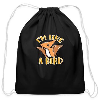 Dinosaur - Cotton Drawstring Bag - black - Front