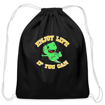 Dinosaur - Cotton Drawstring Bag - black - Front