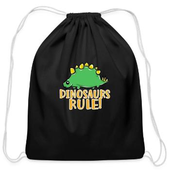 Dinosaur - Cotton Drawstring Bag - black - Front