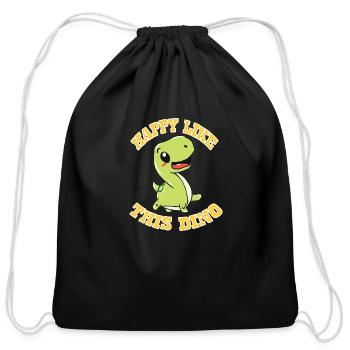 Dinosaur - Cotton Drawstring Bag - black - Front