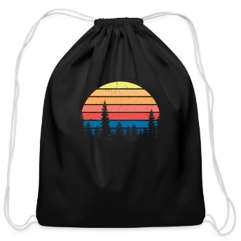 Retro Vintage Pine Trees - Cotton Drawstring Bag - black - Front