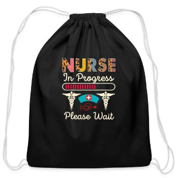 Nurse In Progress Please Wait Future Nurse Leopard - Cotton Drawstring Bag - black - Front