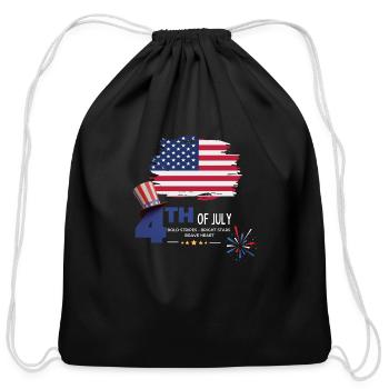 4th of July - Cotton Drawstring Bag - black - Front