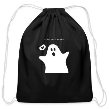 Cute Ghost - Cotton Drawstring Bag - black - Front